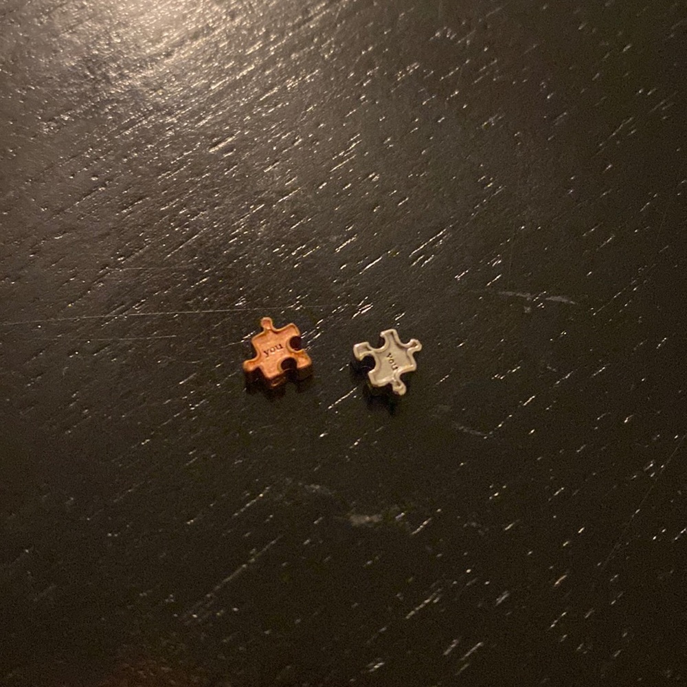 Origami Owl rose gold/silver “me and you” puzzle pieces